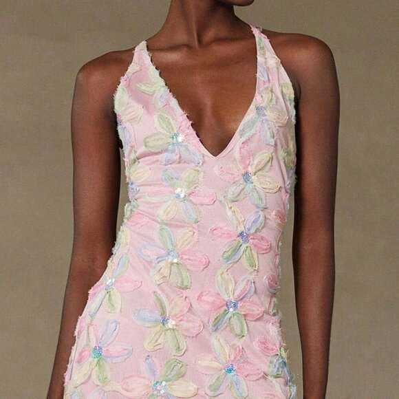 Multicolor Women's French Elegant Romantic Date Night Luxury Floral Maxi dress - Picture 6 of 8